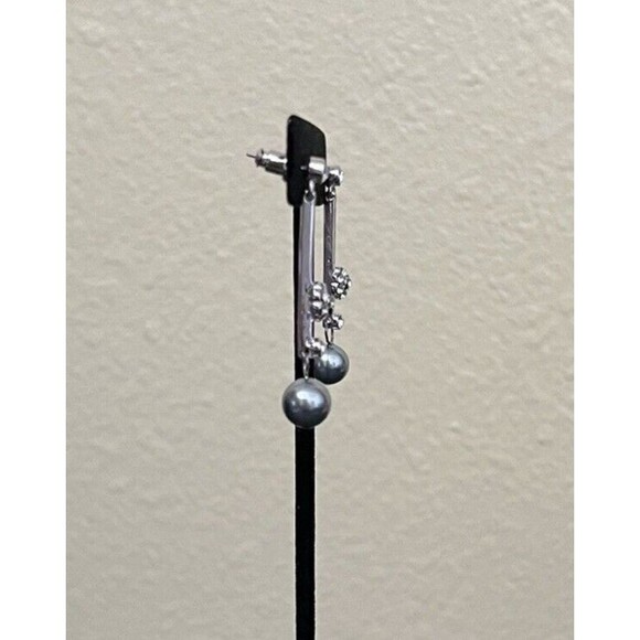 Art de Franco Swarovski Elements and Pearl Dangle Drop Post Earrings 8mm - Picture 3 of 10